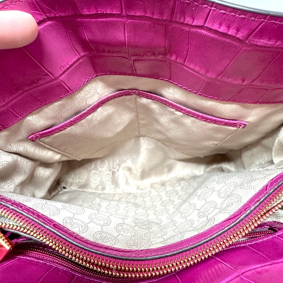 Michael Kors Dillon Raspberry Large Embossed-Leather North South Tote - Picture 12 of 12